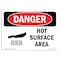 Signmission OSHA Danger Sign, Hot Surfaces In This Area, 5in X 3.5in Decal, 10PK, 5" W, 3.5" H, Landscape, PK10 OS-DS-D-35-L-2217-10PK - alternate 1